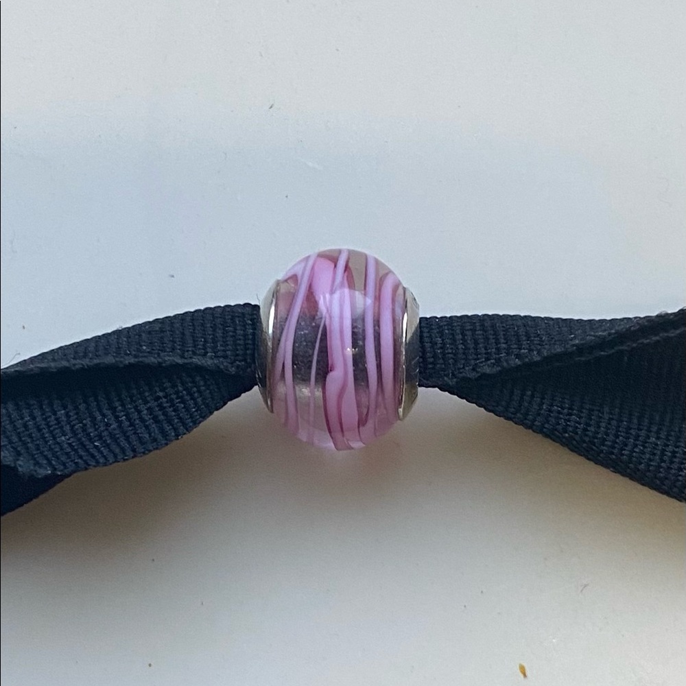 Zable Pink glass / silver bead for Pandora bracelet